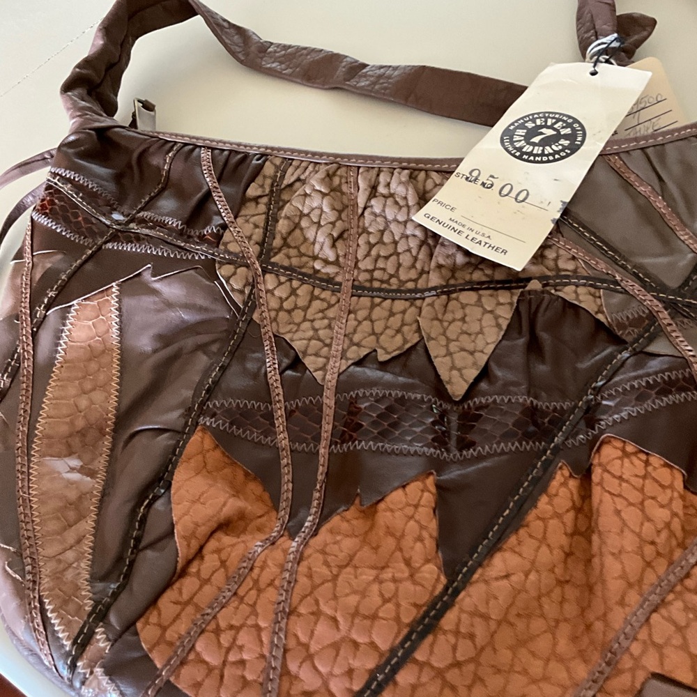 Seven 7 Handbag By Dimitri Leather Patchwork Style 9500 Vintage Textured USA